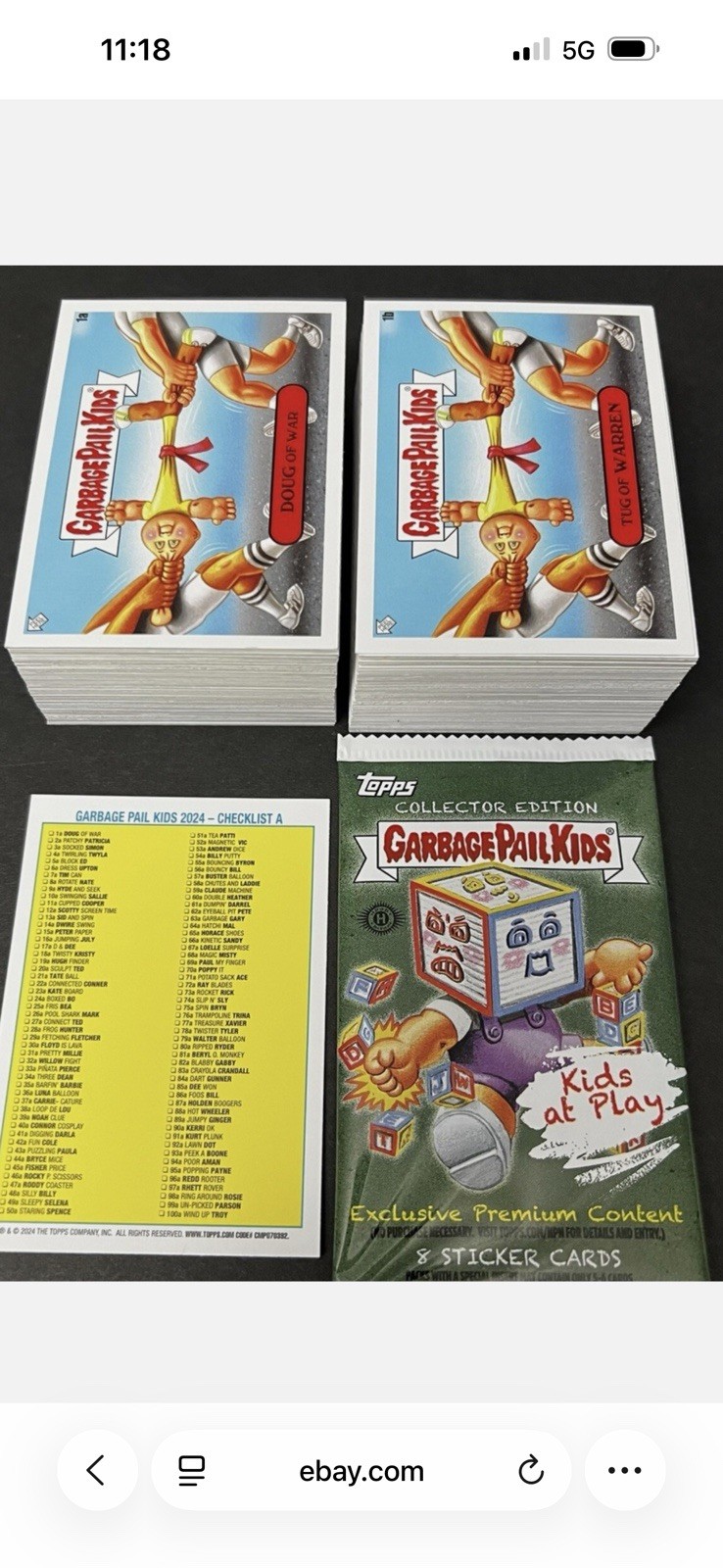 2024 GARBAGE PAIL KIDS KIDS AT PLAY COMPLETE BASE SET 200 STICKER CARDS