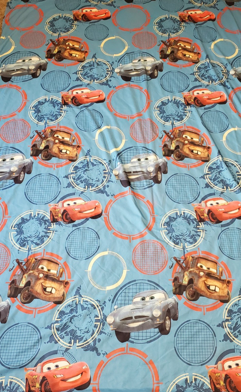 Walt Disney Pixar Cars Twin Flat Sheet Fabric Blue Polyester